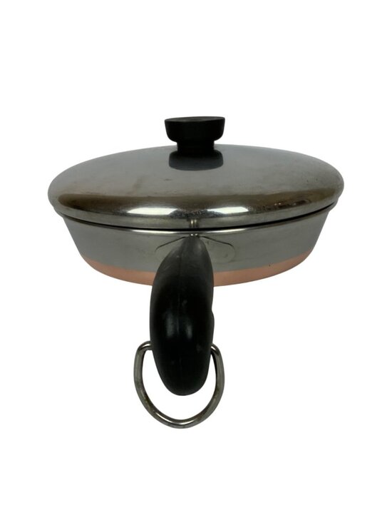 Revere Ware Copper Clad Stainless Steel 8 inch Skillet & Lid USA Vintage 1940s - Picture 3 of 10